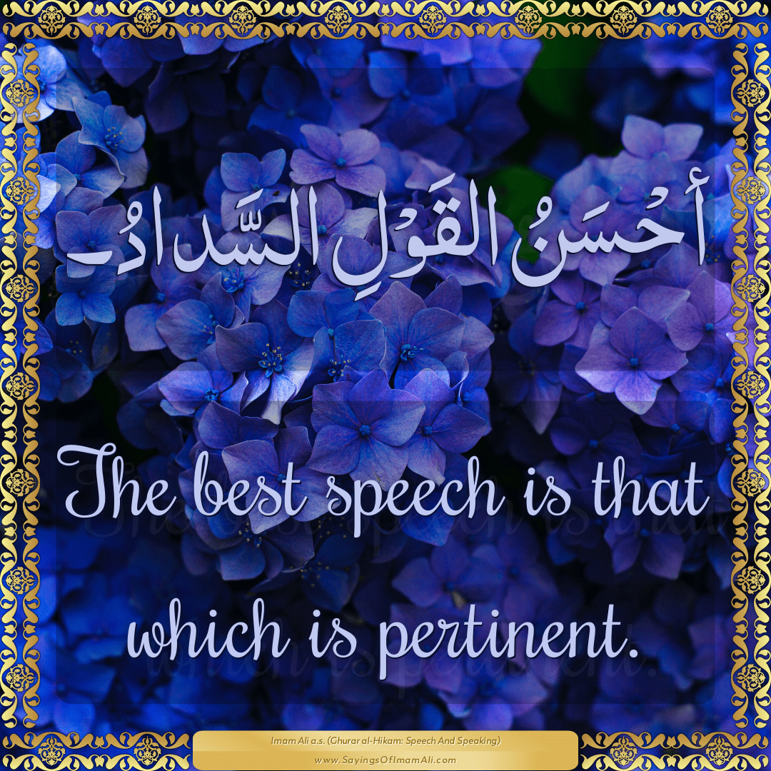 The best speech is that which is pertinent.